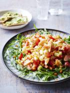 Hot smoked salmon and rocket salad