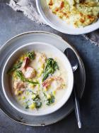 Creamy fish chowder with cauliflower mash